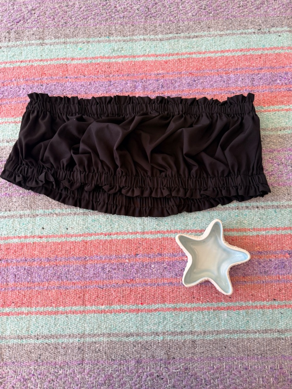 SHEIN Curve Black Ruched Bandeau Top Strapless 3XL Stretch
